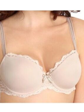 NWT Chantelle Nude Lace Underwire Lace Trim T Shirt Bra
